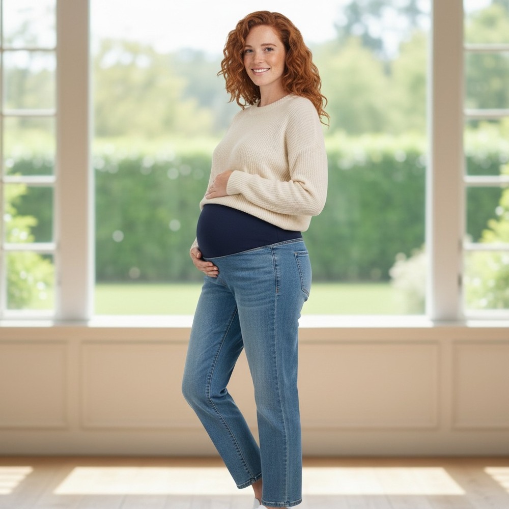 Time and Tru Women's Size XXL (20) Blue Full Belly Band Maternity Jeans